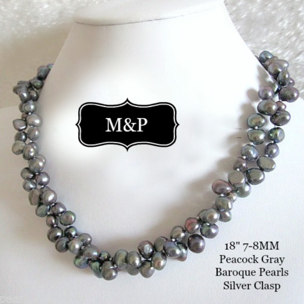 Black Peacock Pearls Real and NWT